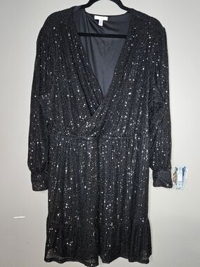 LC Lauren Conrad Black Dress with Velvet Trim